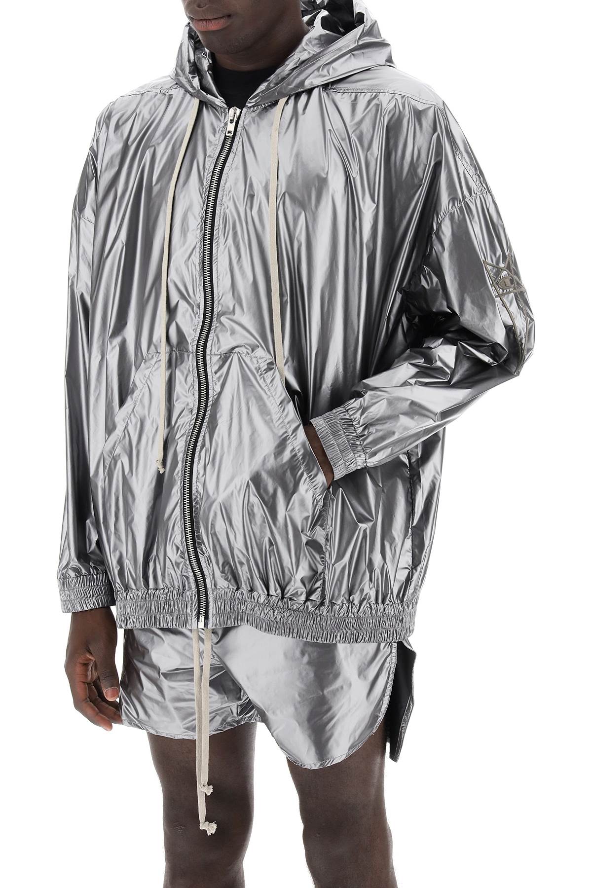 Shop Rick Owens Metallic Jumbo Jacket By Jason  And In Silver