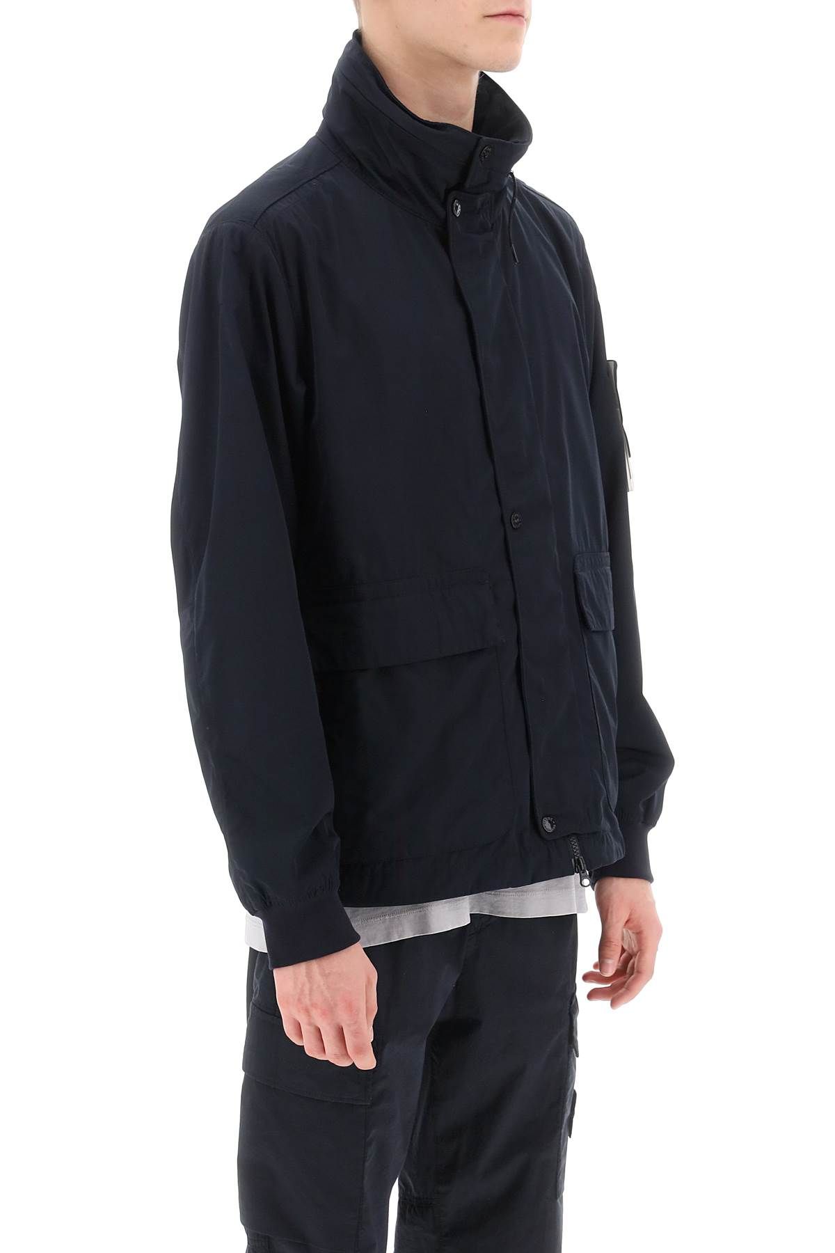 Shop Stone Island Micro Twill Jacket With Extractable Hood In Blue