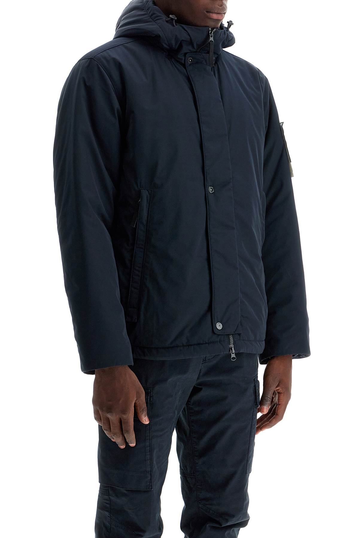 Shop Stone Island Hooded Micro Twill Jacket In Blue