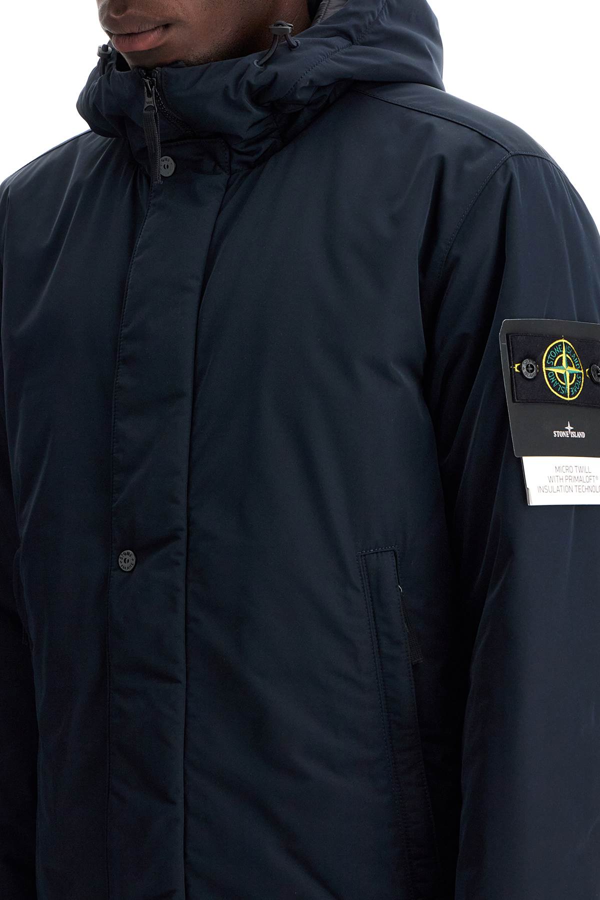 Shop Stone Island Hooded Micro Twill Jacket In Blue