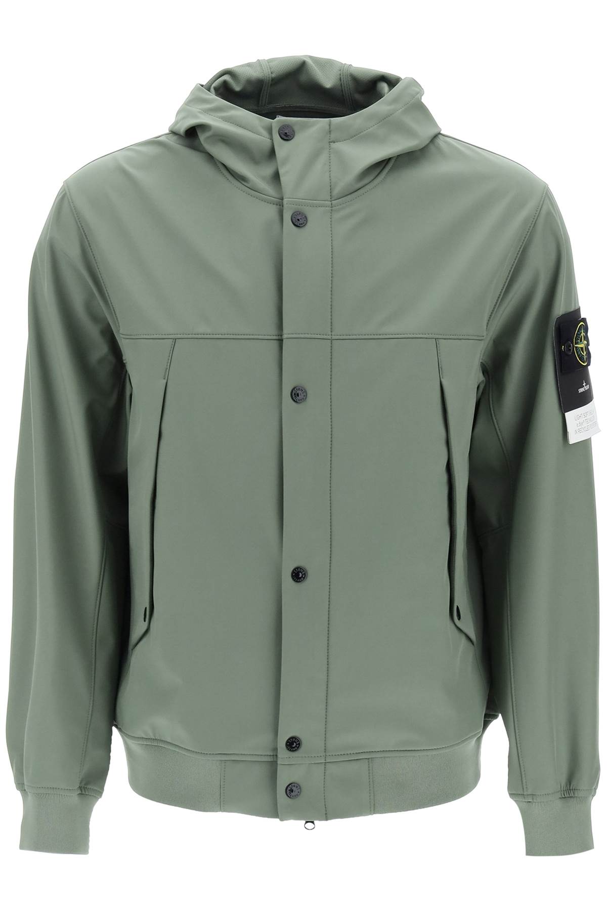 Stone Island Light Soft Shell-r Hooded Jacket In Green