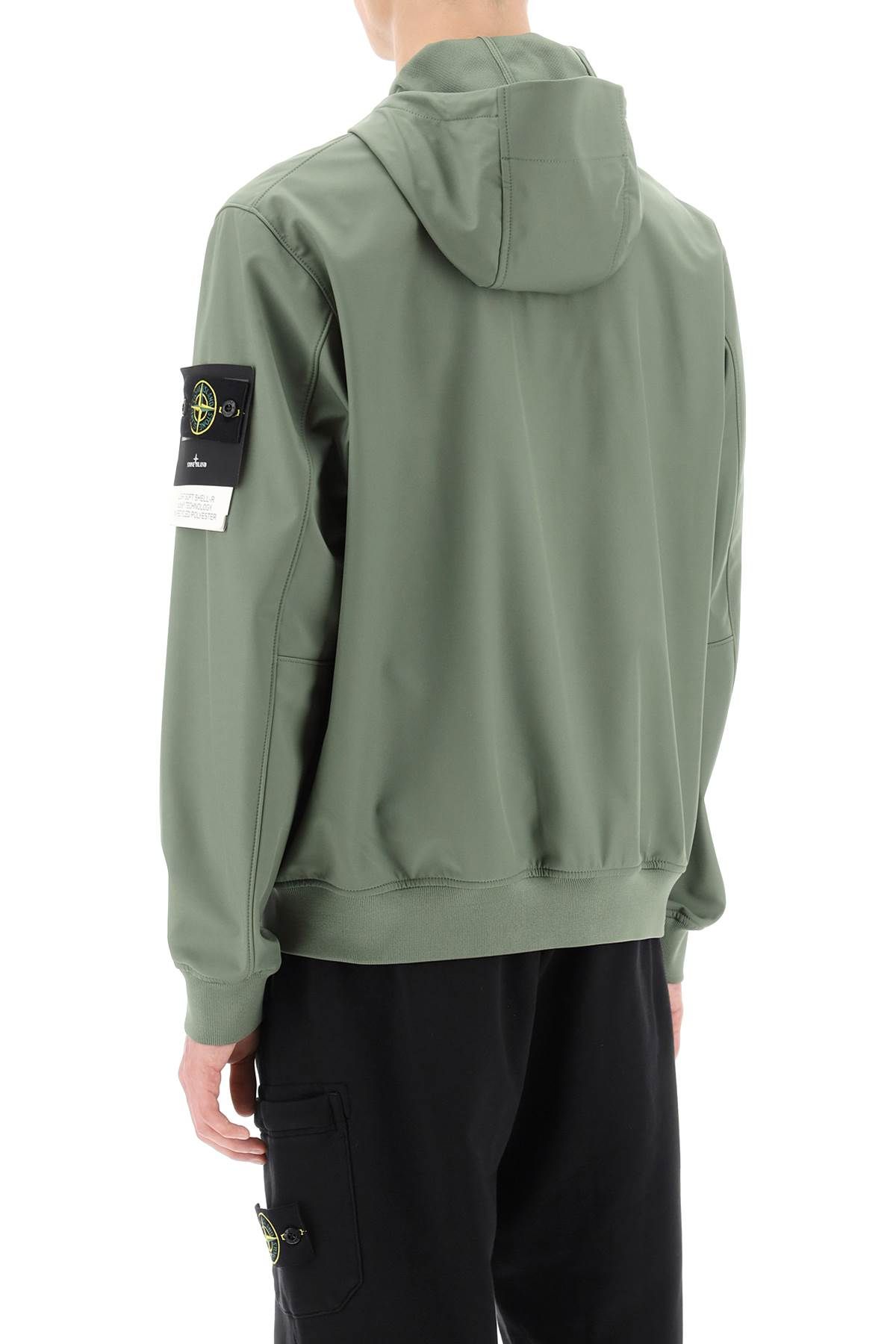 Shop Stone Island Light Soft Shell-r Hooded Jacket In Green