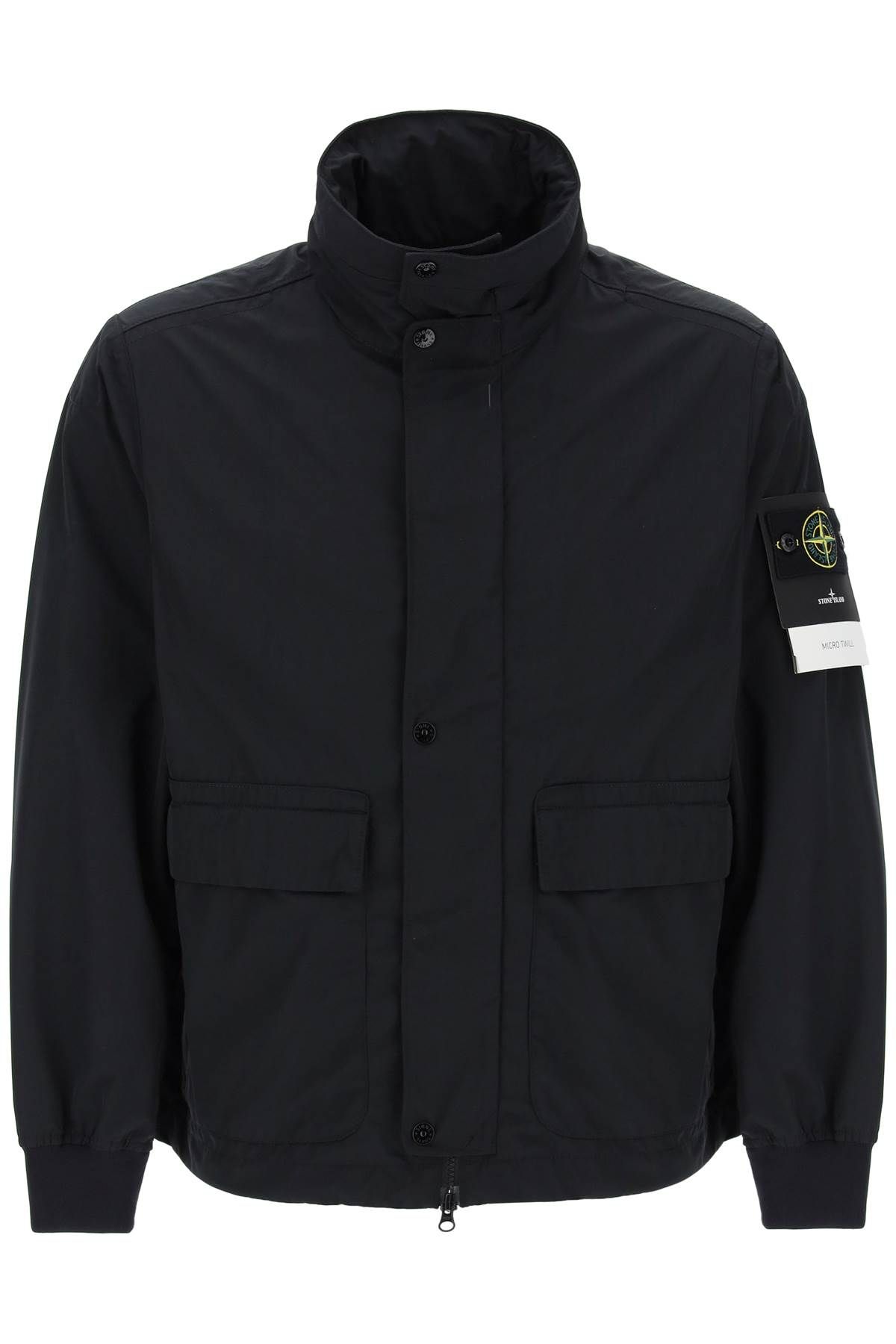Stone Island Micro Twill Jacket With Extractable Hood In Black