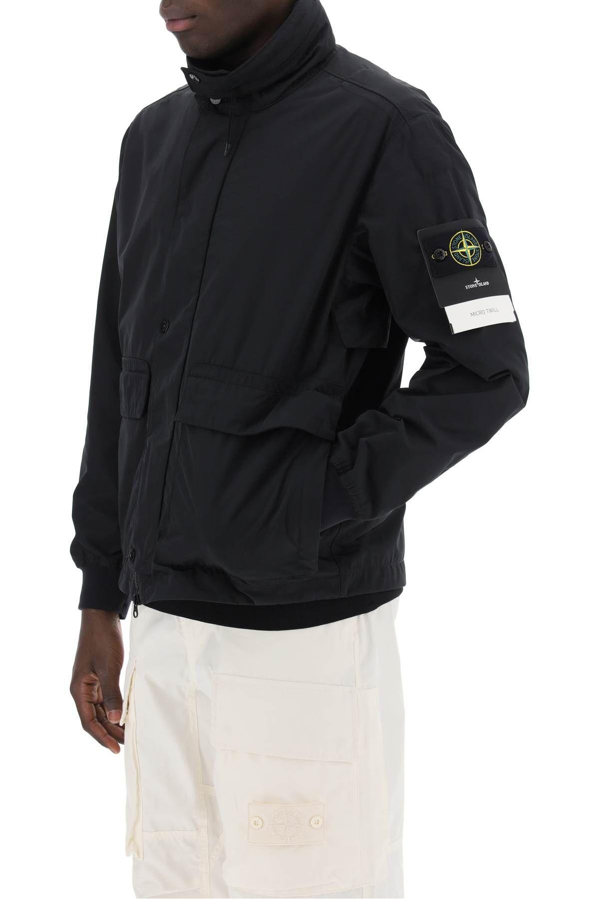 Shop Stone Island Micro Twill Jacket With Extractable Hood In Black