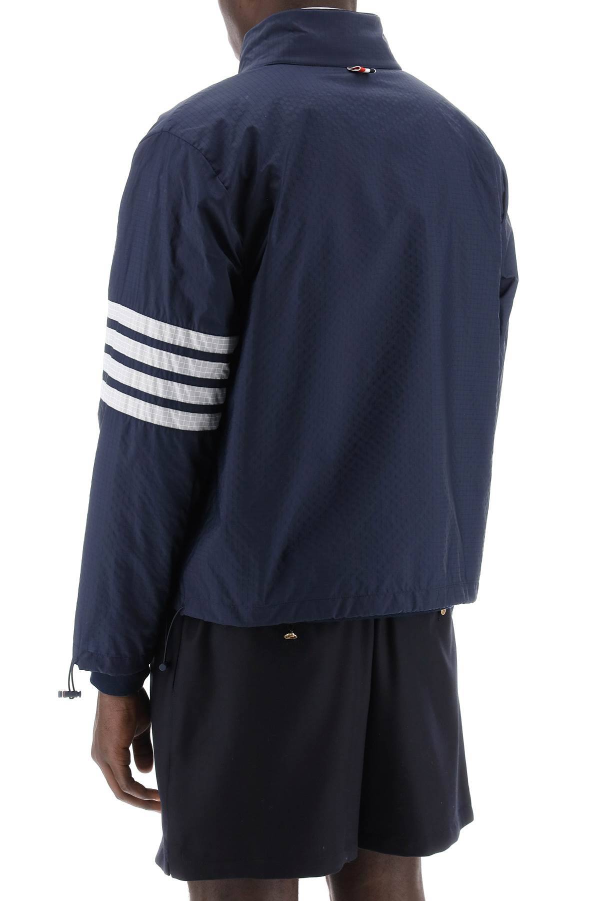 Shop Thom Browne 4-bar Ripstop Windbreaker Jacket In Blue