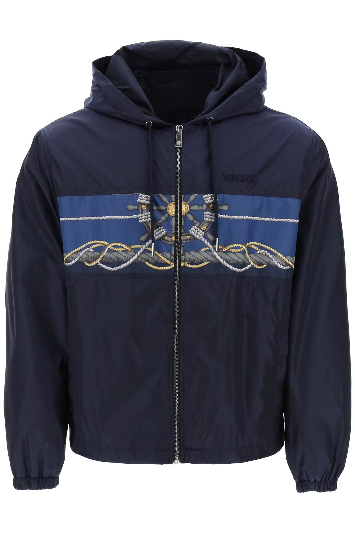 Shop Versace Nautical Hooded Jacket In Blue