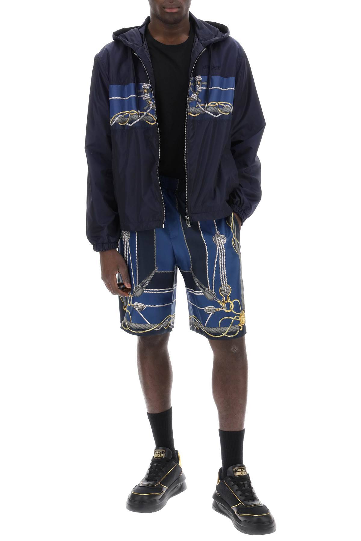 Shop Versace Nautical Hooded Jacket In Blue