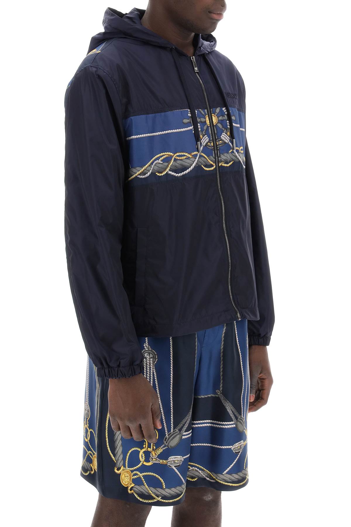 Shop Versace Nautical Hooded Jacket In Blue