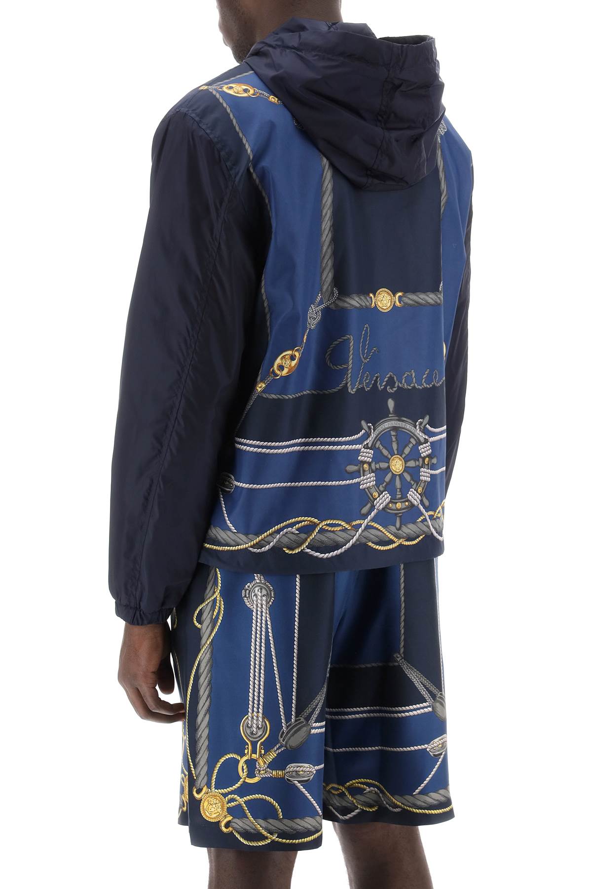 Shop Versace Nautical Hooded Jacket In Blue