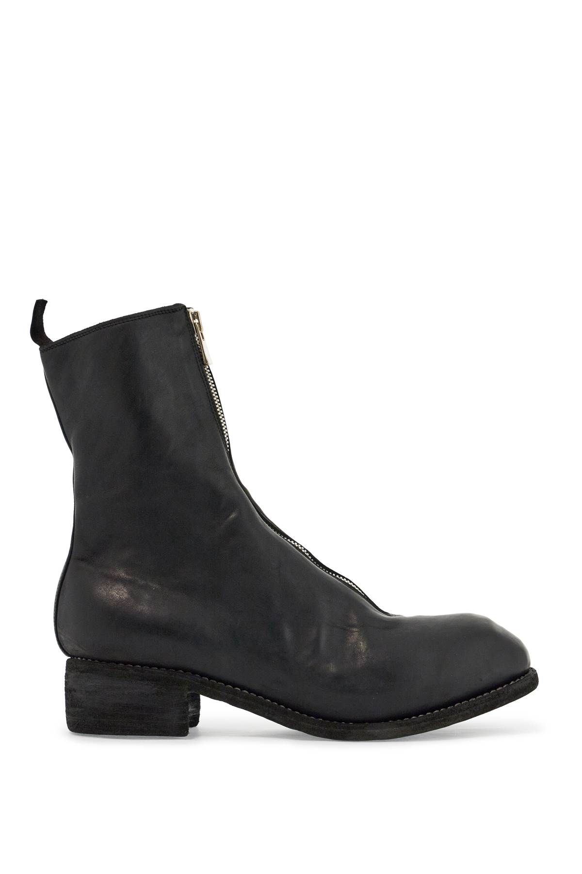 GUIDI black horse and calf leather boots with side zip