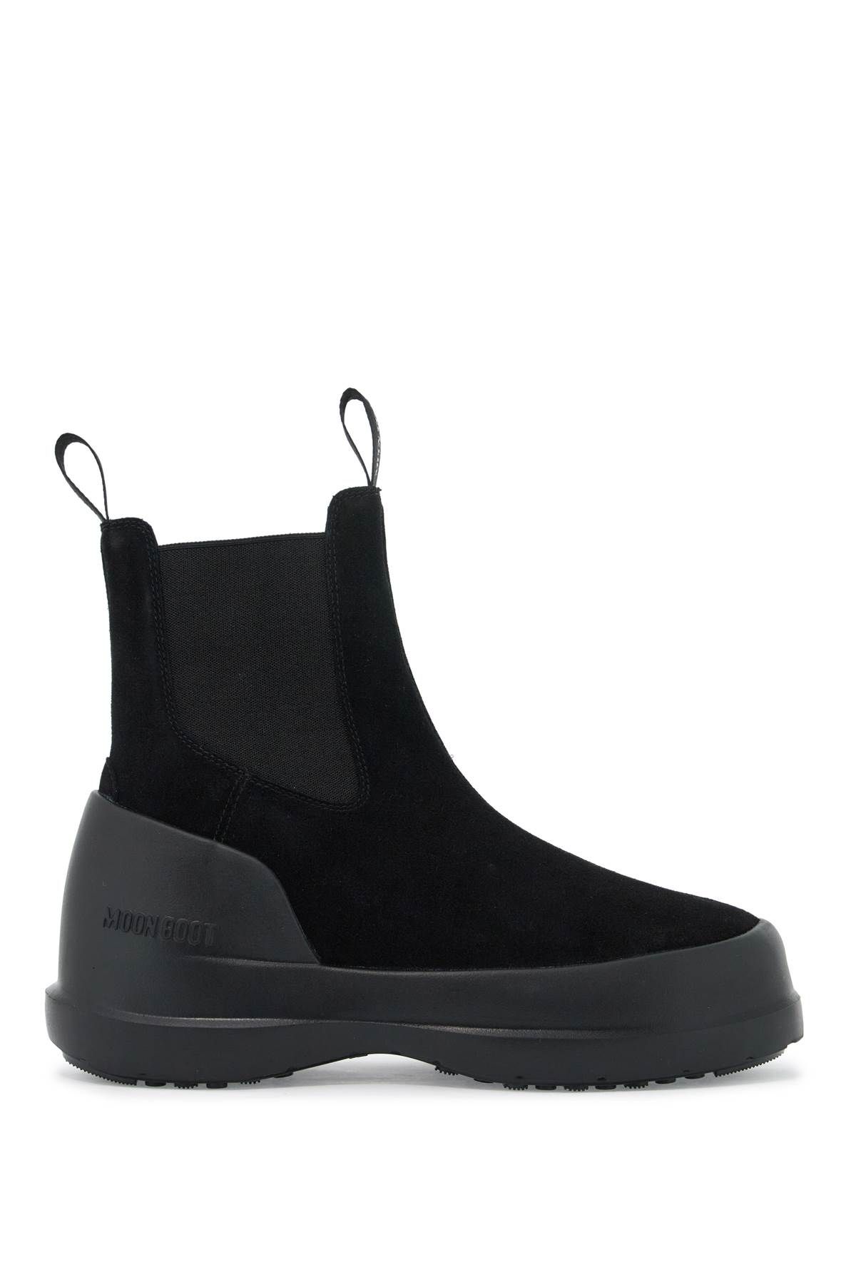 Shop Moon Boot Luna Chelsea Suede Leather Ankle In Black